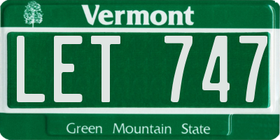 VT license plate LET747