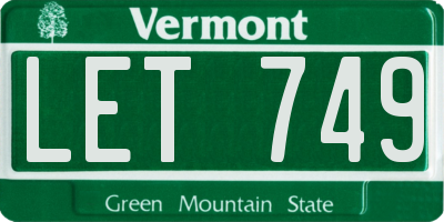 VT license plate LET749
