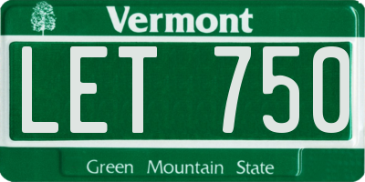 VT license plate LET750