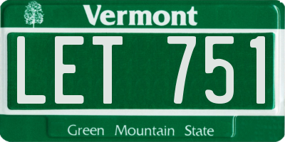 VT license plate LET751