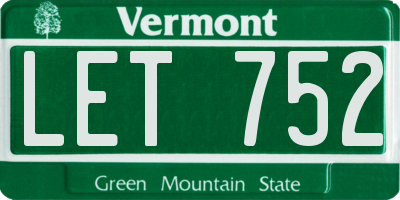VT license plate LET752