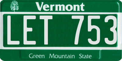 VT license plate LET753