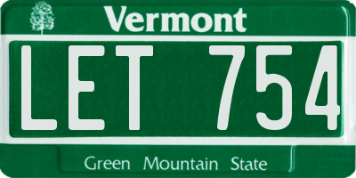 VT license plate LET754