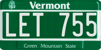 VT license plate LET755