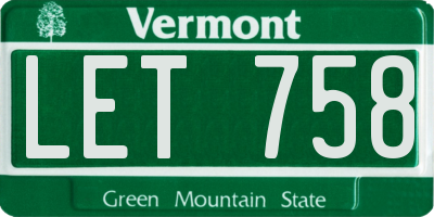 VT license plate LET758