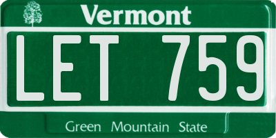 VT license plate LET759