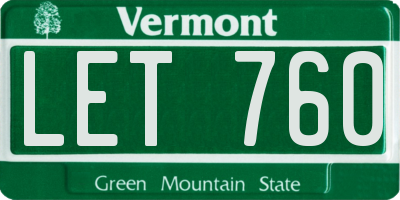 VT license plate LET760