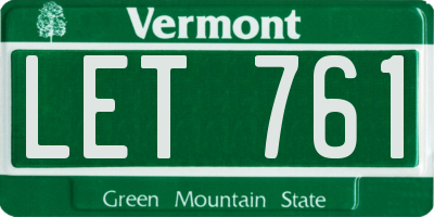 VT license plate LET761