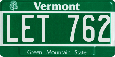 VT license plate LET762