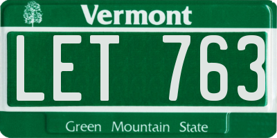 VT license plate LET763