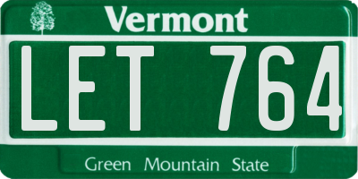 VT license plate LET764