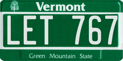 VT license plate LET767