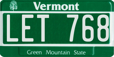 VT license plate LET768