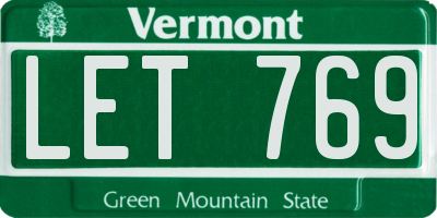 VT license plate LET769