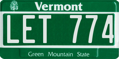 VT license plate LET774