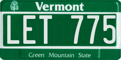 VT license plate LET775