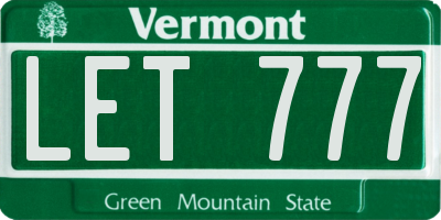 VT license plate LET777