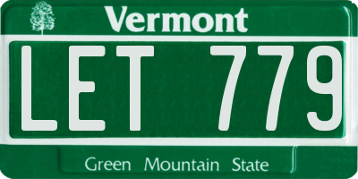 VT license plate LET779