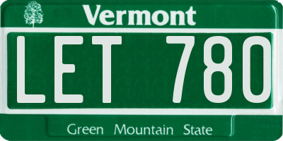 VT license plate LET780