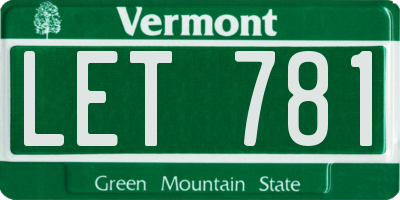VT license plate LET781