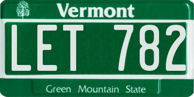 VT license plate LET782