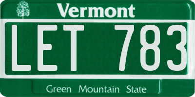VT license plate LET783