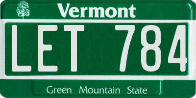 VT license plate LET784