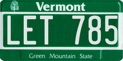 VT license plate LET785