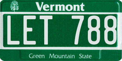 VT license plate LET788