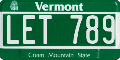 VT license plate LET789
