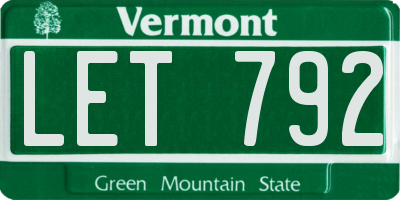 VT license plate LET792