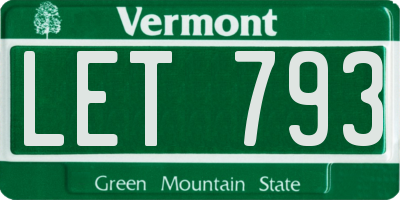 VT license plate LET793