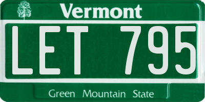 VT license plate LET795