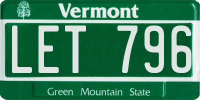 VT license plate LET796