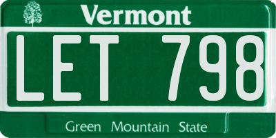 VT license plate LET798