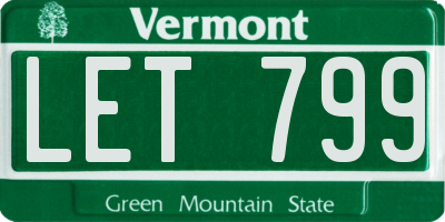 VT license plate LET799