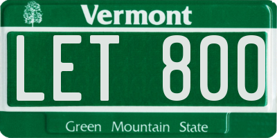 VT license plate LET800