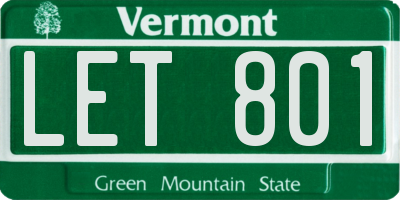 VT license plate LET801