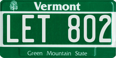 VT license plate LET802