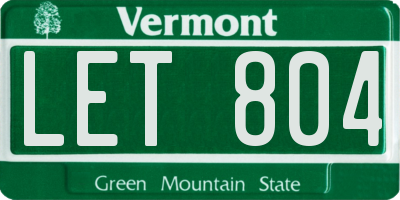 VT license plate LET804