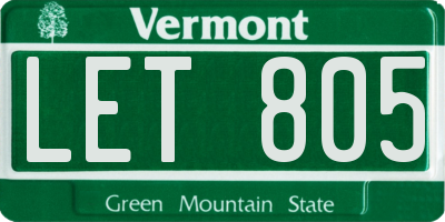 VT license plate LET805