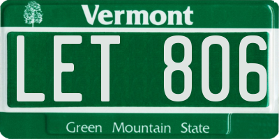VT license plate LET806