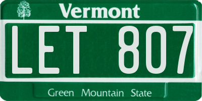 VT license plate LET807