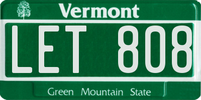 VT license plate LET808
