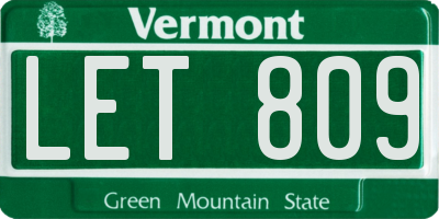 VT license plate LET809