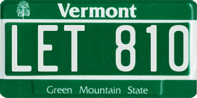 VT license plate LET810
