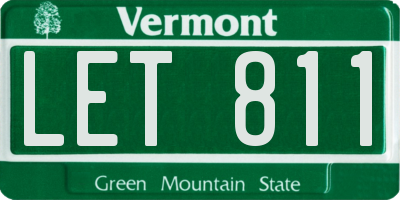 VT license plate LET811