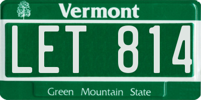 VT license plate LET814