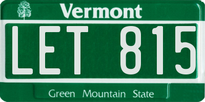 VT license plate LET815