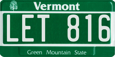 VT license plate LET816